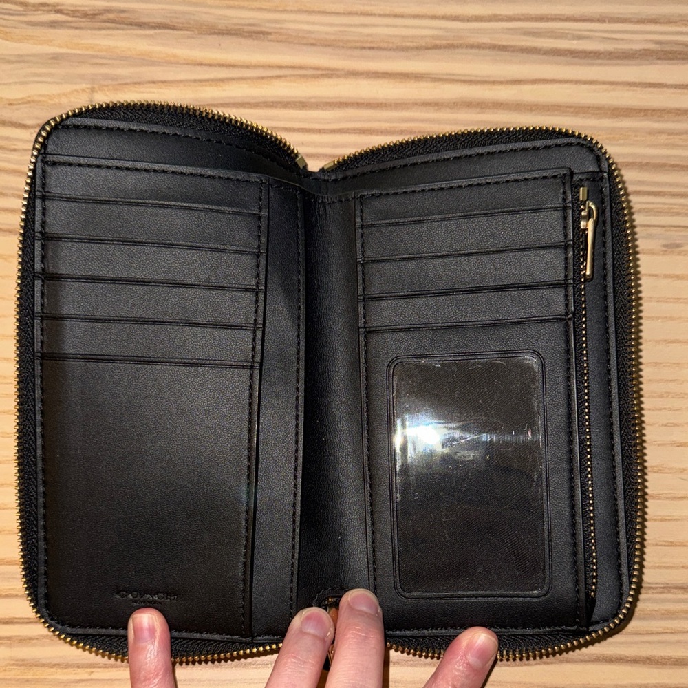 Coach Black Pebbled Leather Zip Around Wallet with Gold Hardware – New - Picture 6 of 7